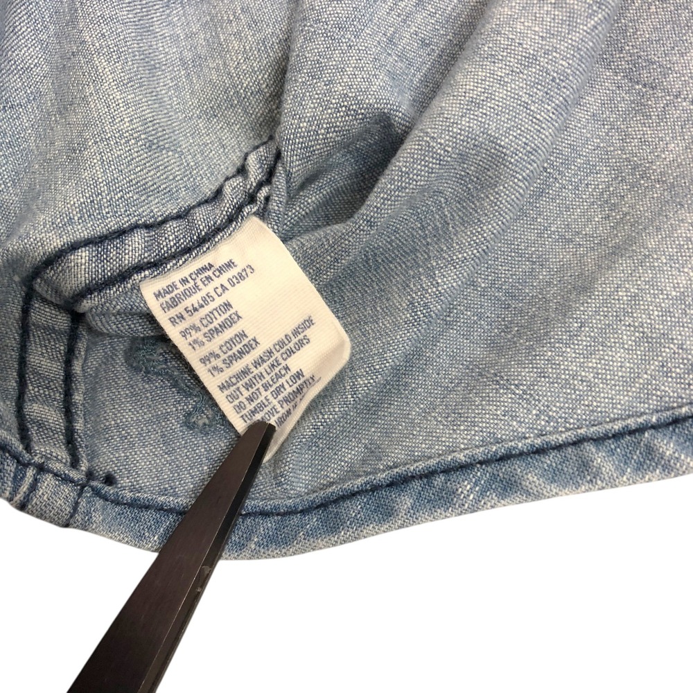 American Eagle Light Wash Denim Pearl Snap Shirt Size 8 Western Cowgirl Rodeo - Picture 8 of 14